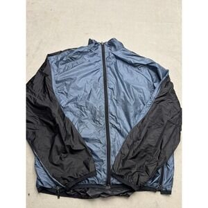 Zegna Sport Mens Blue Black Full Zip Windbreaker Jacket Size Medium Ripstop